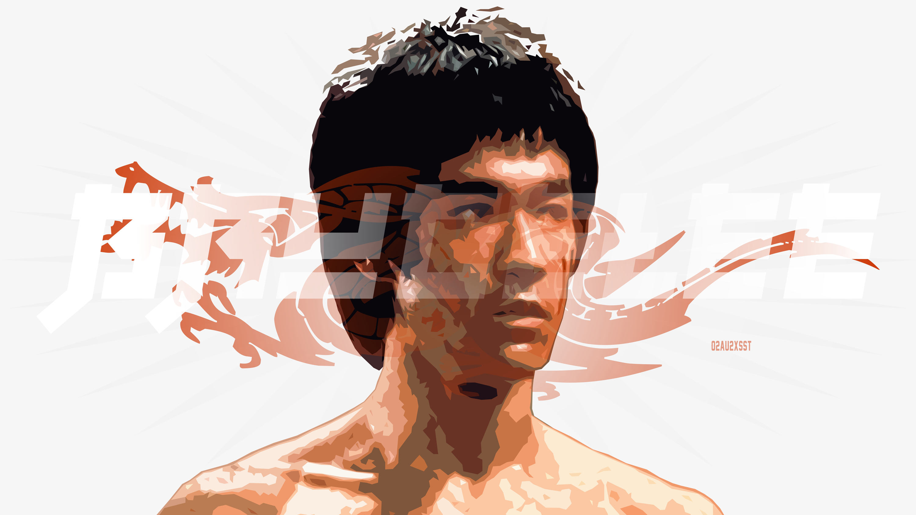 3000x1688 Actor, Artistic, Bruce Lee, Digital Art, Dragon, Face, Kung Fu, Movie, Portrait, Bruce Lee desktop background