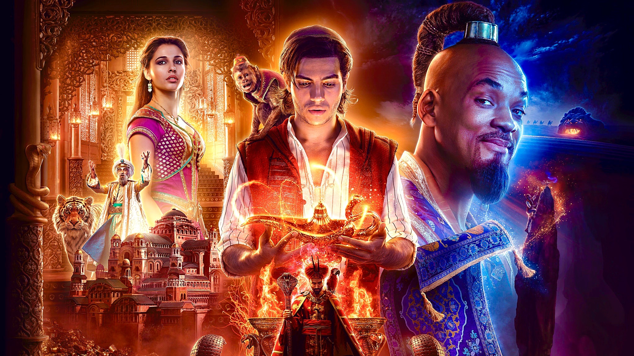 2048x1152 Aladdin (2019), Mena Massoud, Naomi Scott, Will Smith, Will Smith widescreen wallpaper