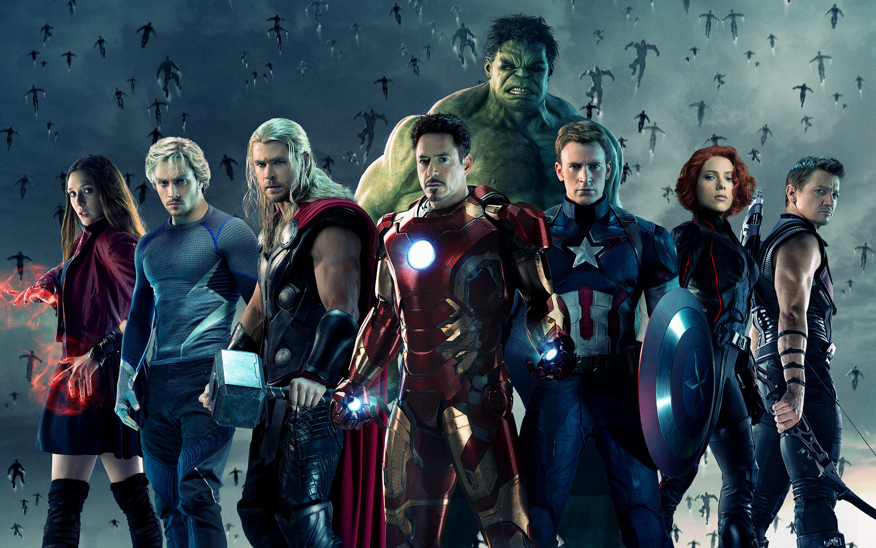 2880x1800 Aaron Taylor-Johnson, Avengers, Black Widow, Captain America, Chris Evans, Chris Hemsworth, Elizabeth Olsen, Hawkeye, Hulk, Iron Man, Jeremy Renner, Quicksilver (Marvel Comics), Robert Downey Jr., Scarlet Witch, Scarlett Johansson, Thor, Chris Hemsworth computer background