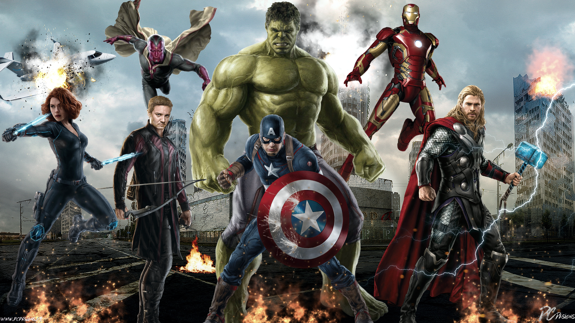 1920x1080 Avengers, Avengers: Age of Ultron, Black Widow, Captain America, Chris Evans, Chris Hemsworth, Fan Art, Hawkeye, Hulk, Iron Man, Jeremy Renner, Marvel Comics, Poster, Scarlett Johansson, Thor, Vision (Marvel Comics), Chris Hemsworth windows wallpaper
