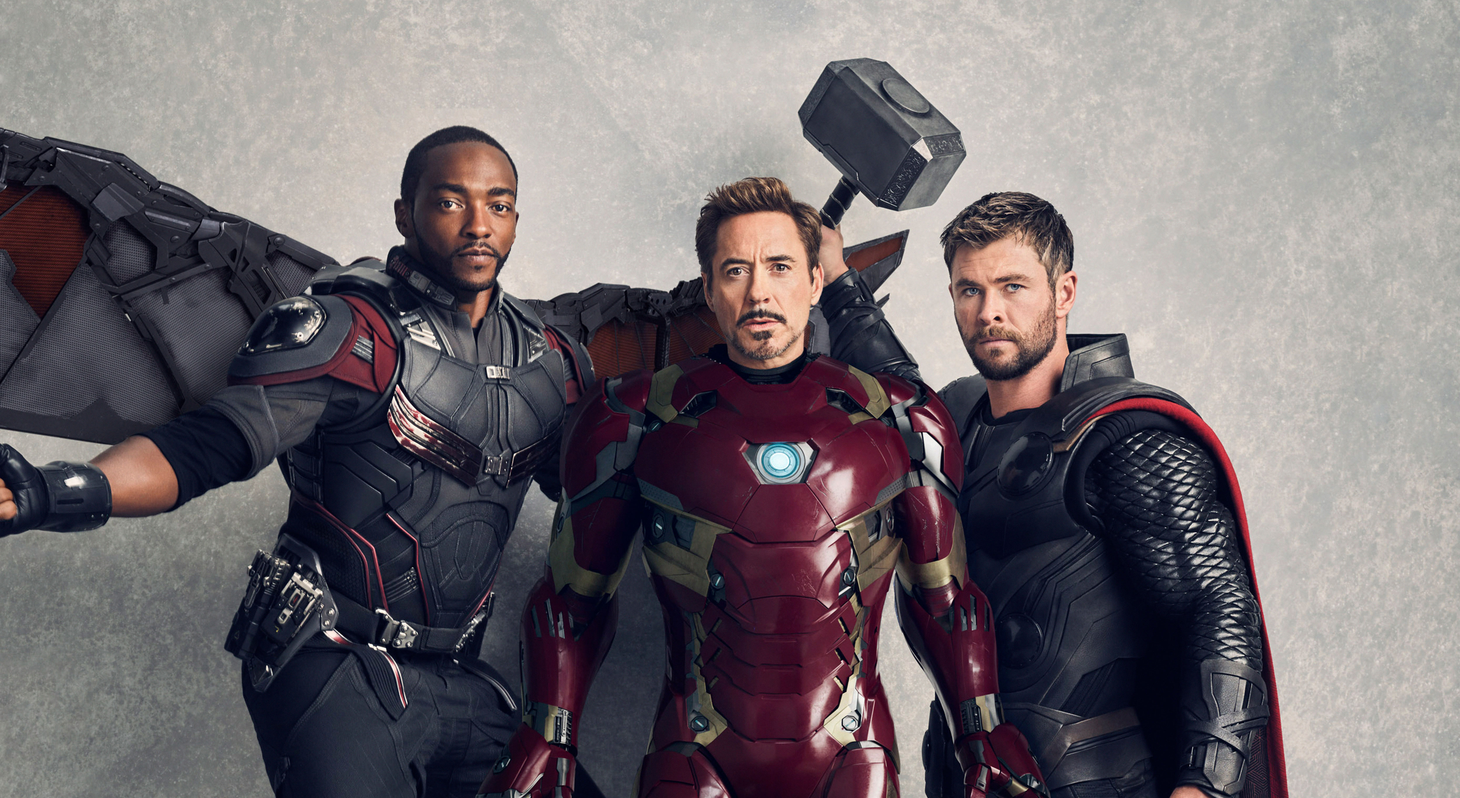 5000x2732 Anthony Mackie, Avengers, Avengers: Infinity War, Chris Hemsworth, Falcon (Marvel Comics), Iron Man, Robert Downey Jr., Sam Wilson, Superhero, Thor, Tony Stark, Chris Hemsworth wallpaper free hd widescreen