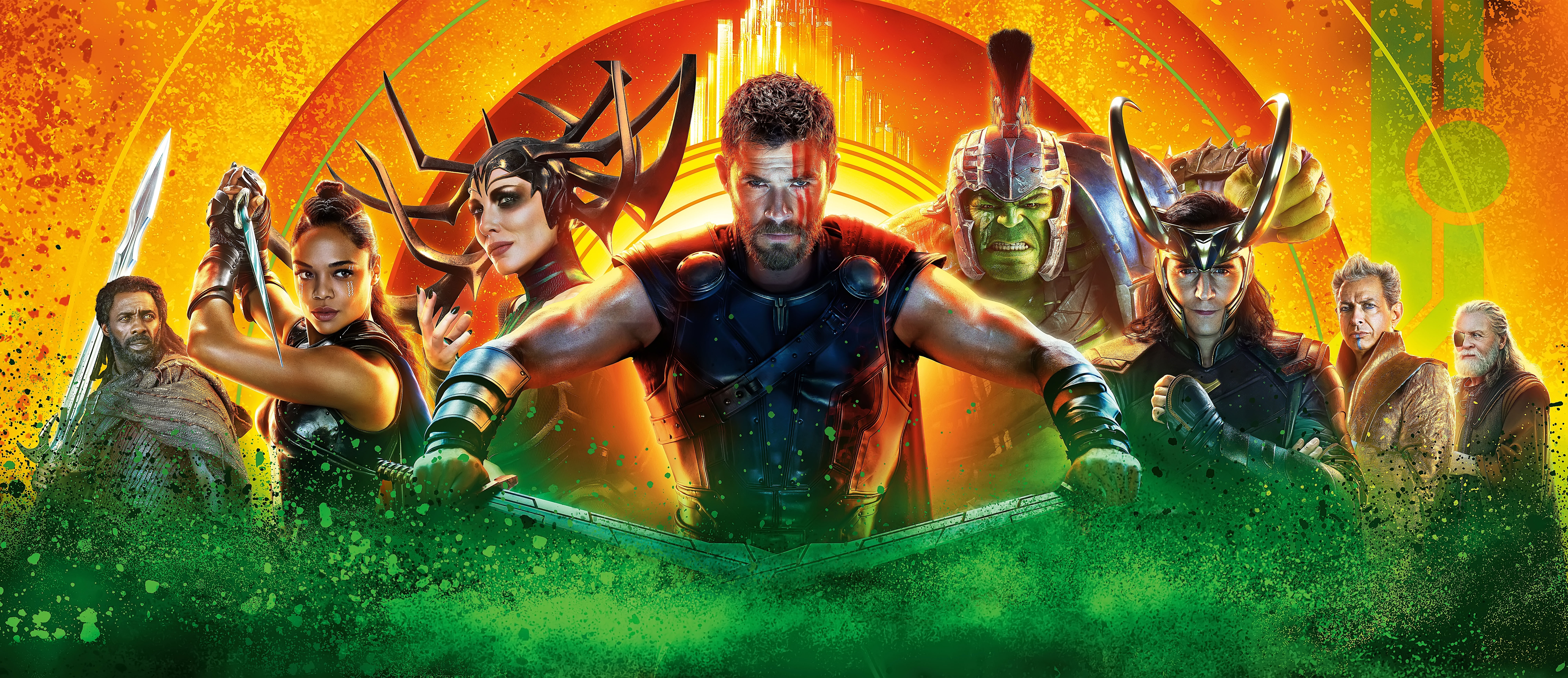 7991x3453 Anthony Hopkins, Cate Blanchett, Chris Hemsworth, Grandmaster (Marvel Comics), Heimdall (Marvel Comics), Hela (Marvel Comics), Hulk, Idris Elba, Jeff Goldblum, Loki, Odin, Tessa Thompson, Thor, Thor: Ragnarok, Tom Hiddleston, Valkyrie (Marvel Comics), Chris Hemsworth wallpaper