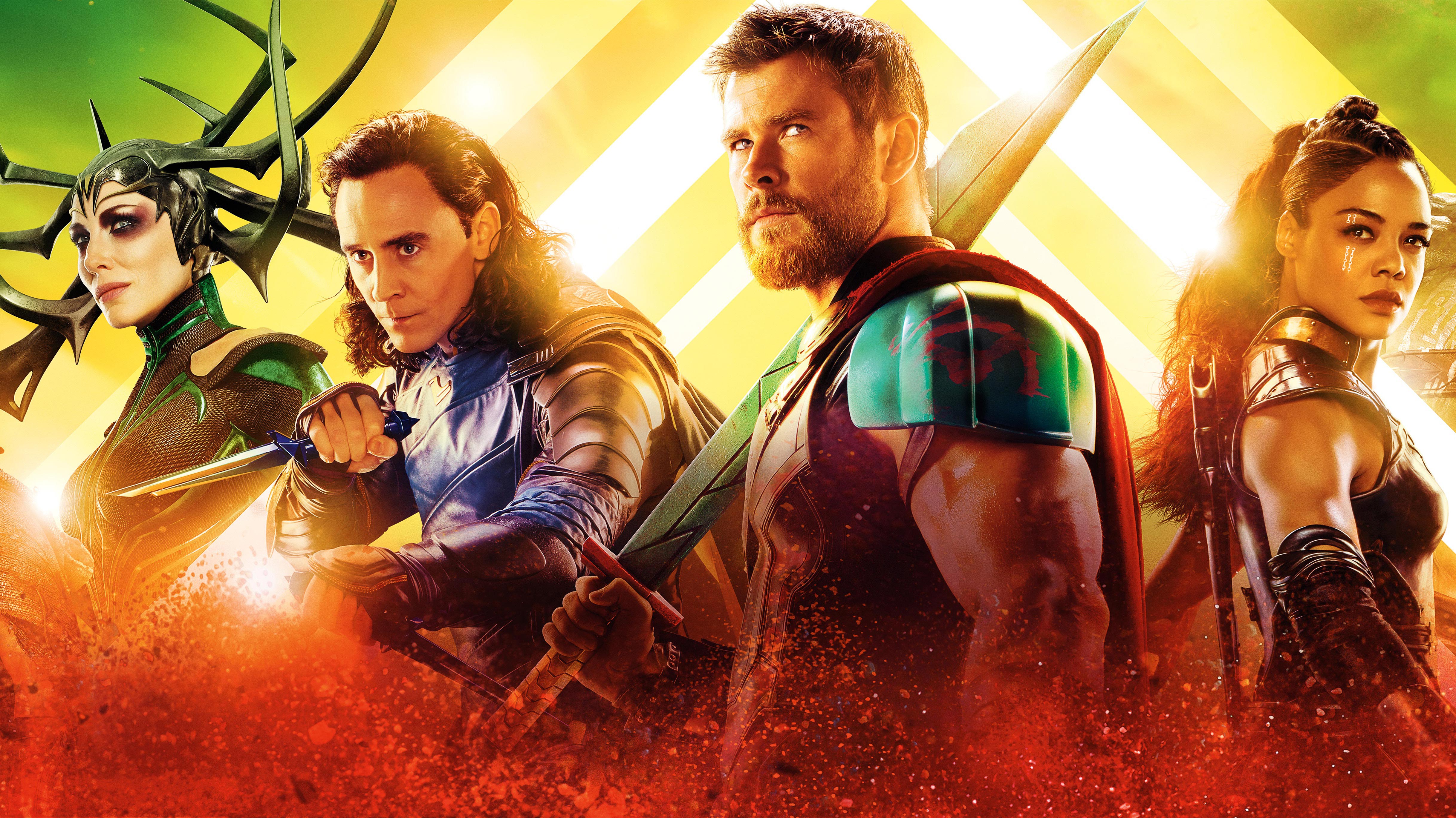 4872x2740 Cate Blanchett, Chris Hemsworth, Hela (Marvel Comics), Loki, Tessa Thompson, Thor, Thor: Ragnarok, Tom Hiddleston, Valkyrie (Marvel Comics), Chris Hemsworth background